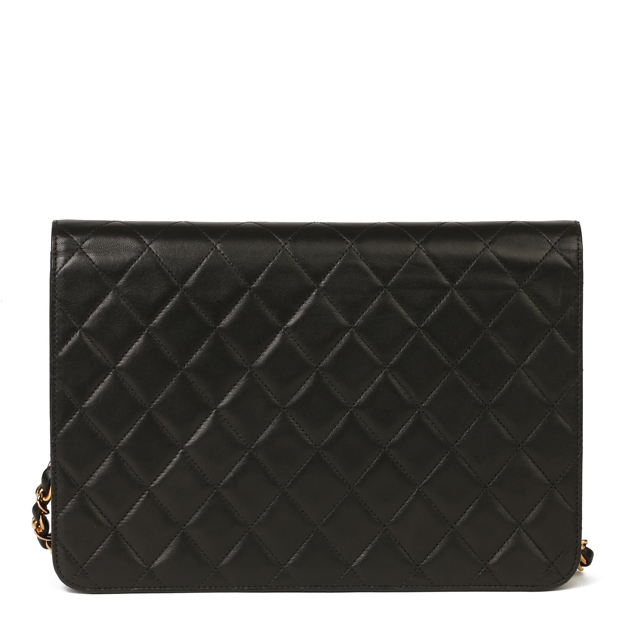 Women's Chanel Black Quilted Lambskin Medium Classic Single Flap Bag