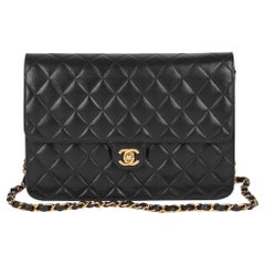 CHANEL Black Quilted Lambskin Medium Classic Single Flap Bag