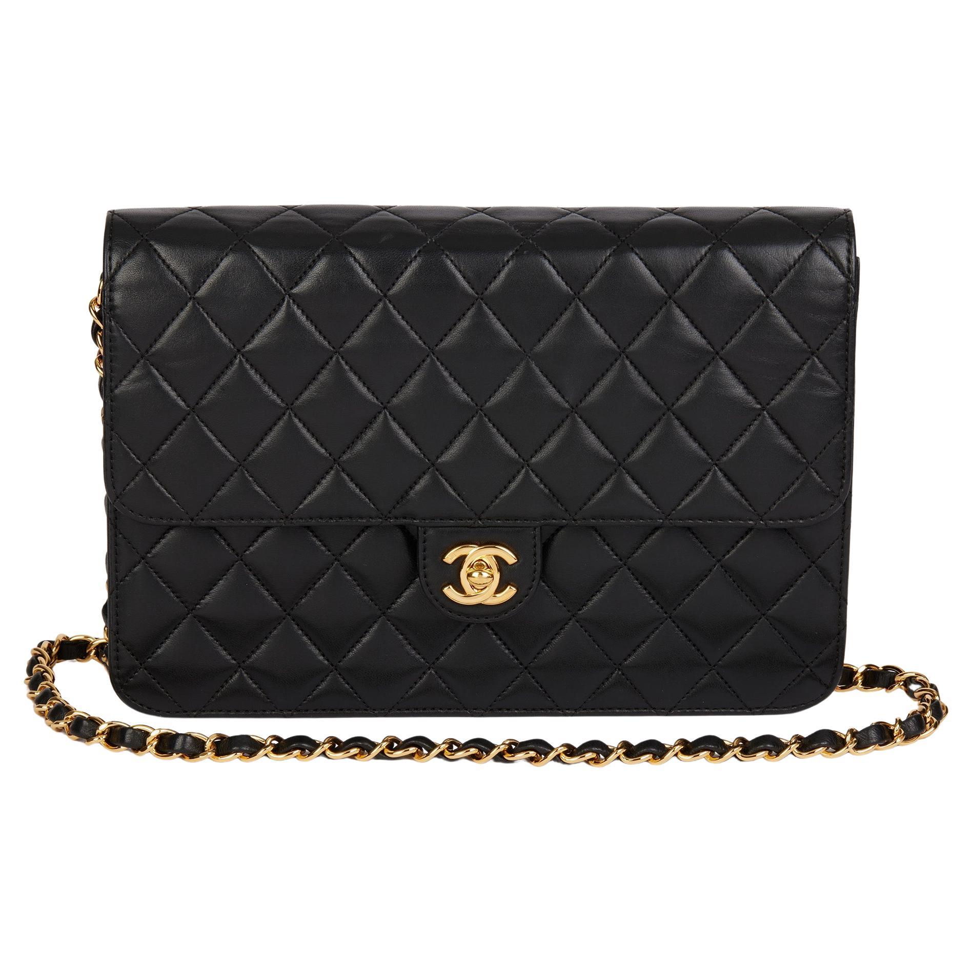 CHANEL Black Quilted Lambskin Medium Classic Single Flap Bag