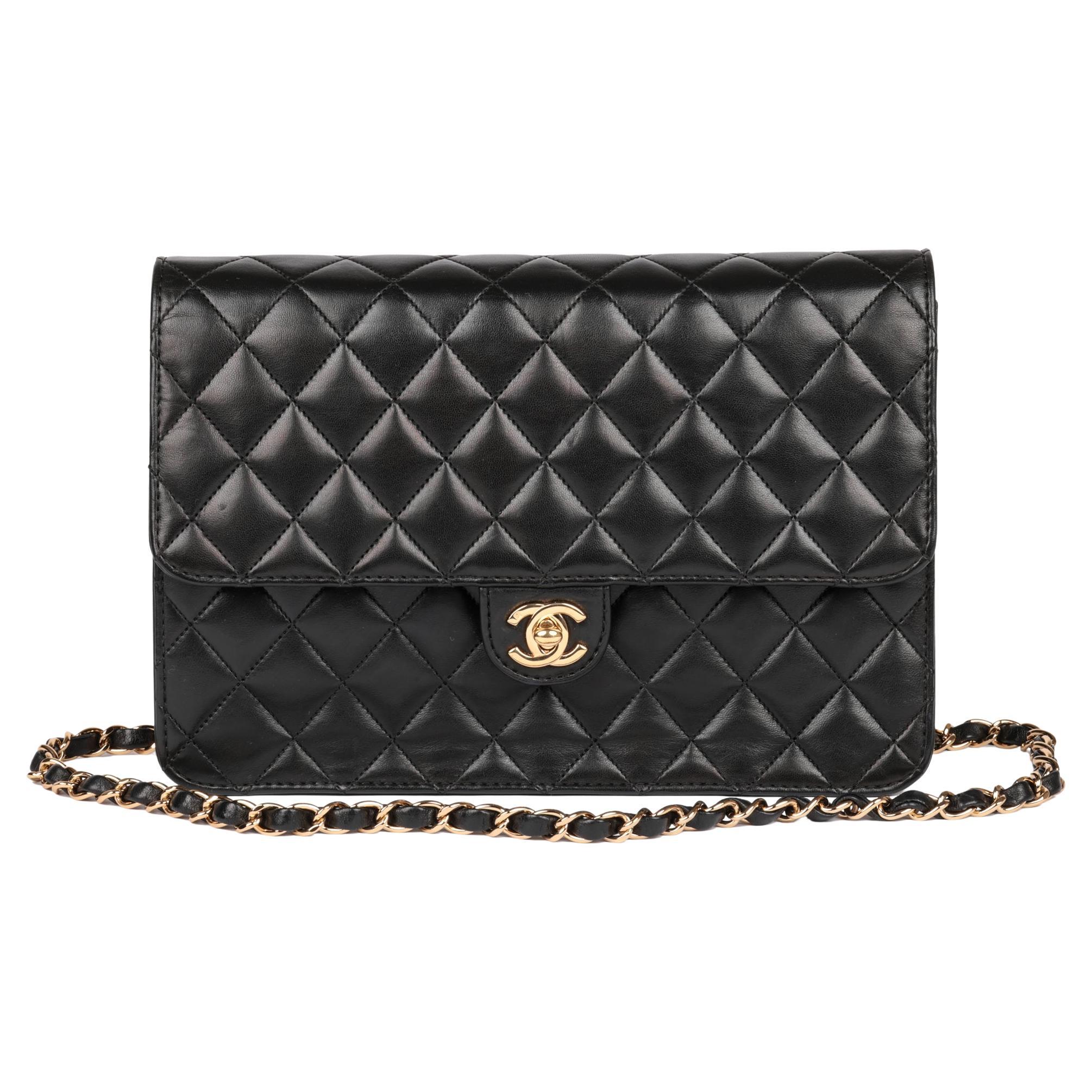 CHANEL Black Quilted Lambskin Medium Classic Single Flap Bag at