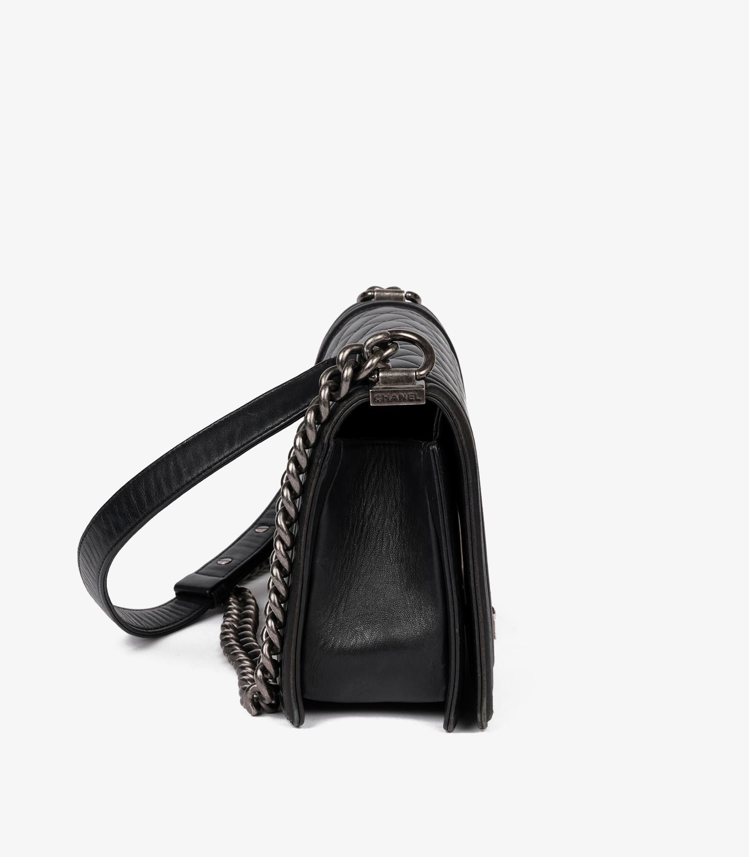Chanel Black Quilted Lambskin Medium Le Boy Bag In Excellent Condition In Bishop's Stortford, Hertfordshire