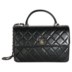Chanel Black Quilted Lambskin Medium Trendy Top Handle Bag