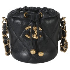 Chanel Black Quilted Lambskin Micro Bucket Bag