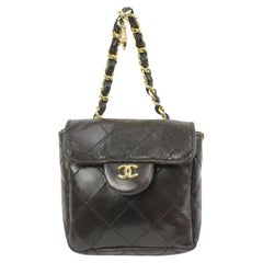 Chanel Black Quilted Lambskin Micro Classic Flap Mini Bag 50ck325s