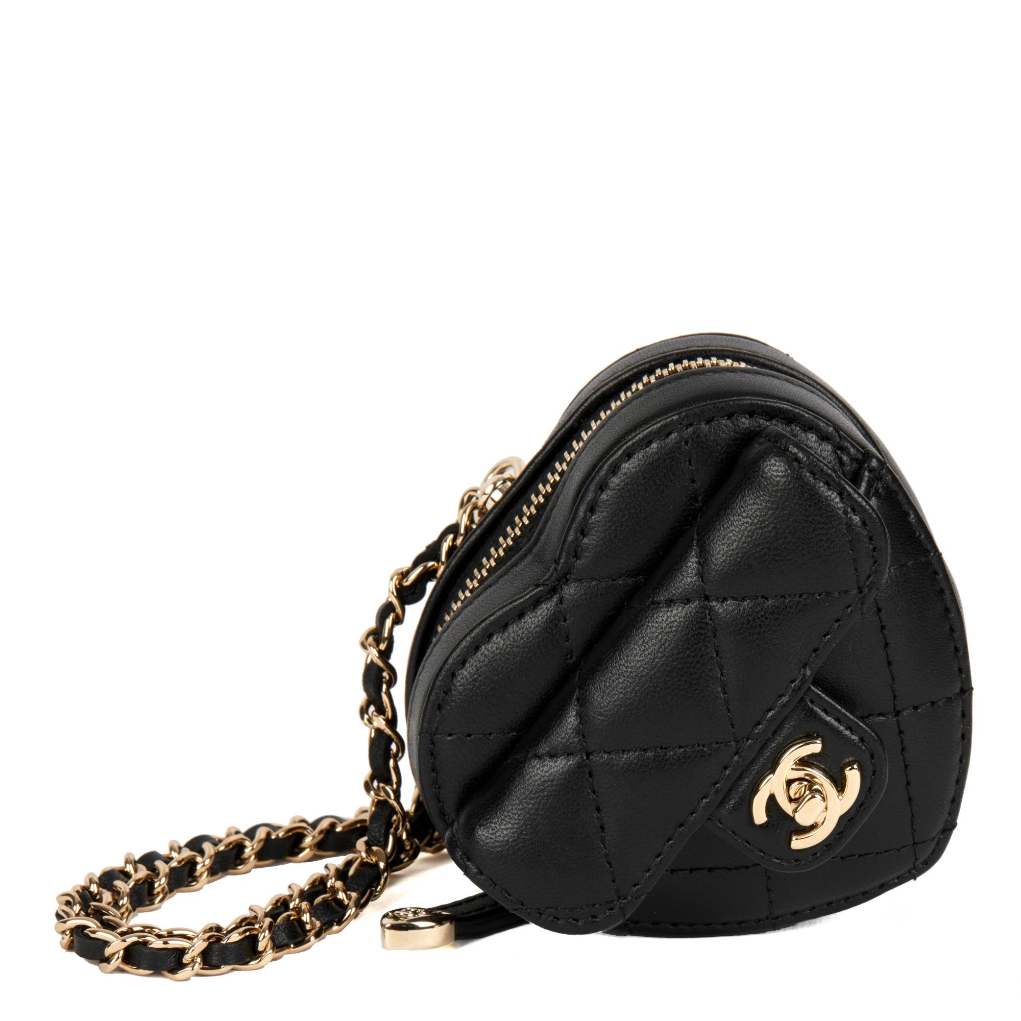 CHANEL Black Quilted Lambskin Micro Love Heart 5