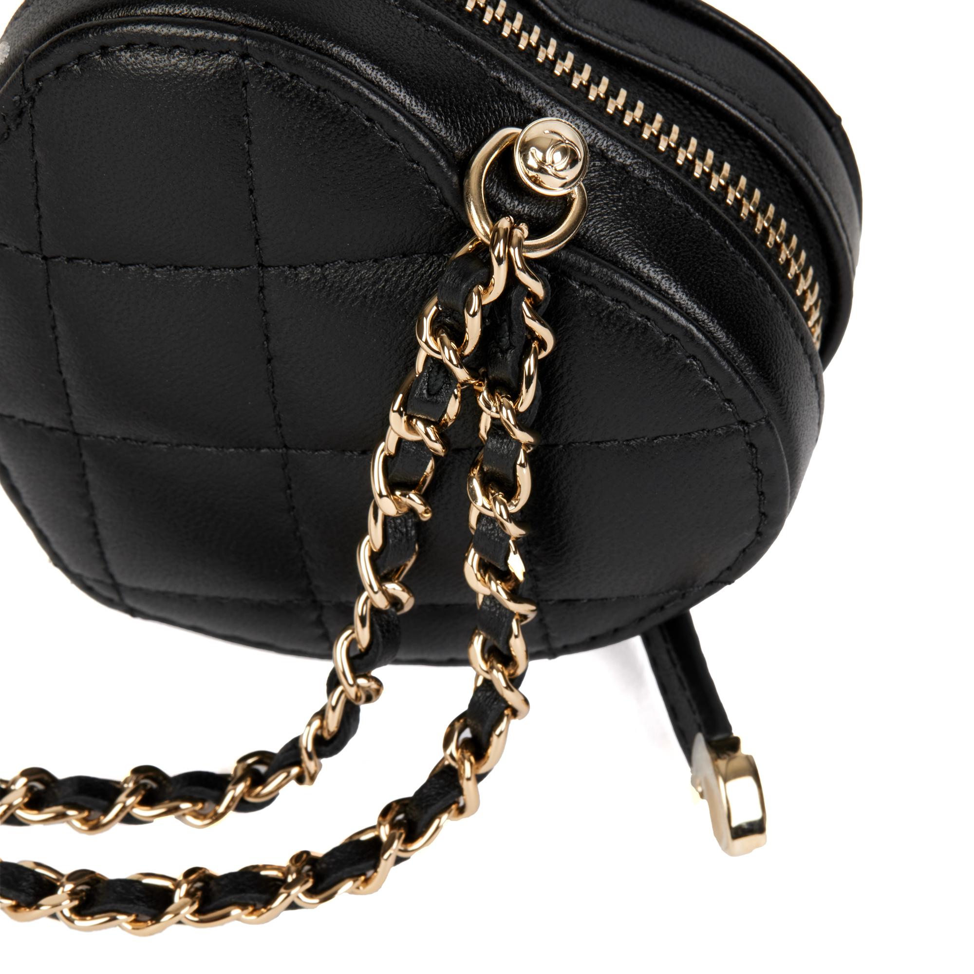 CHANEL Black Quilted Lambskin Micro Love Heart For Sale at 1stDibs ...
