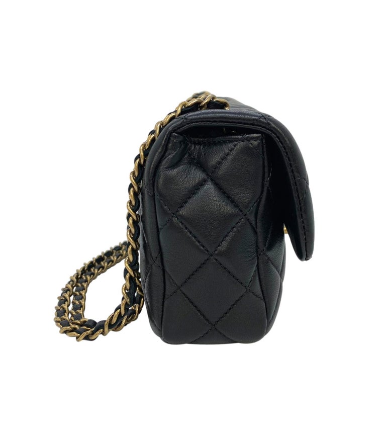 Chanel Black Quilted Calfskin Chain Around Small Single Flap Gold Hardware,  2021 Available For Immediate Sale At Sotheby's