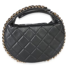 Chanel Black Quilted Lambskin Mini Chain Around Pouch Hobo