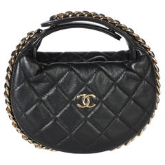 Chanel Black Quilted Lambskin Mini Chain Around Pouch Hobo