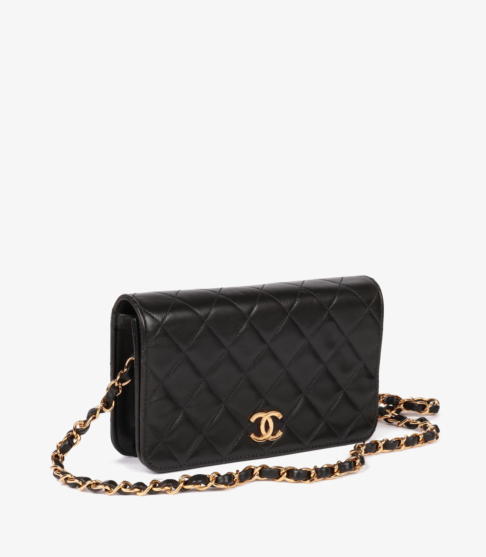 Chanel Black Quilted Lambskin Mini Classic Single Full Flap Bag In Excellent Condition In Bishop's Stortford, Hertfordshire