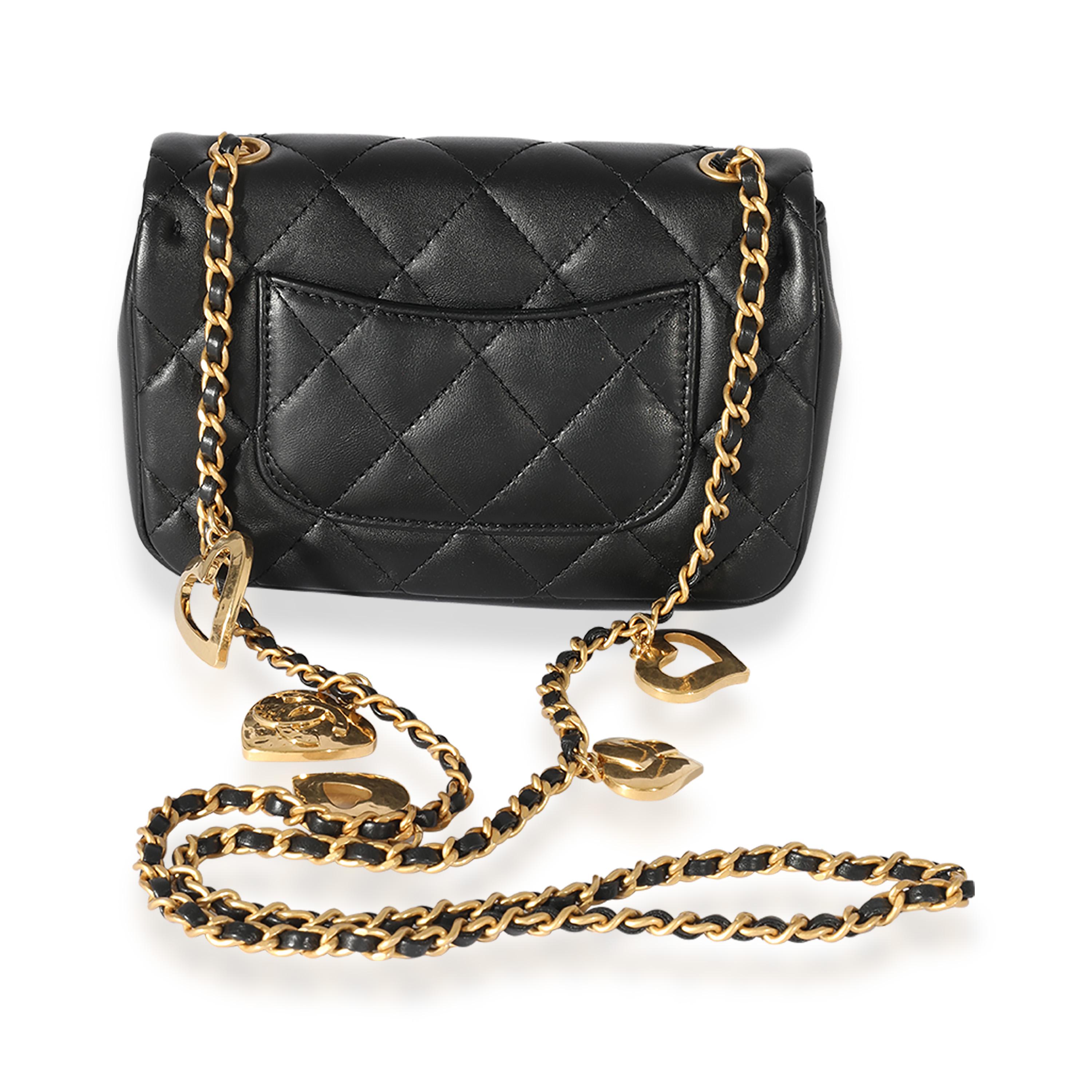 Chanel Black Quilted Lambskin Mini Flap Bag In Excellent Condition In New York, NY