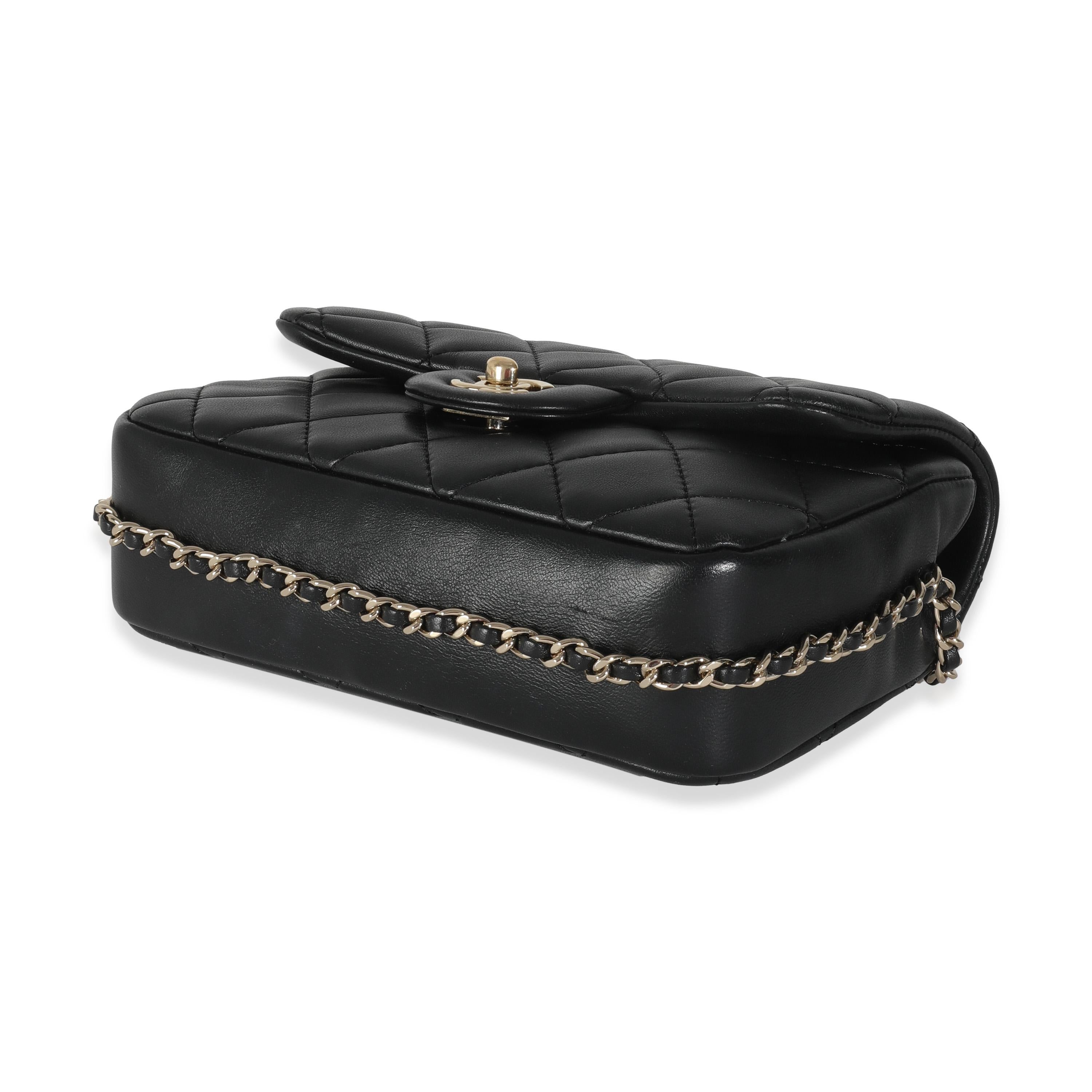 Chanel Schwarze Mini My Precious Perlen-Klappentasche aus gestepptem Lammfell im Angebot 1