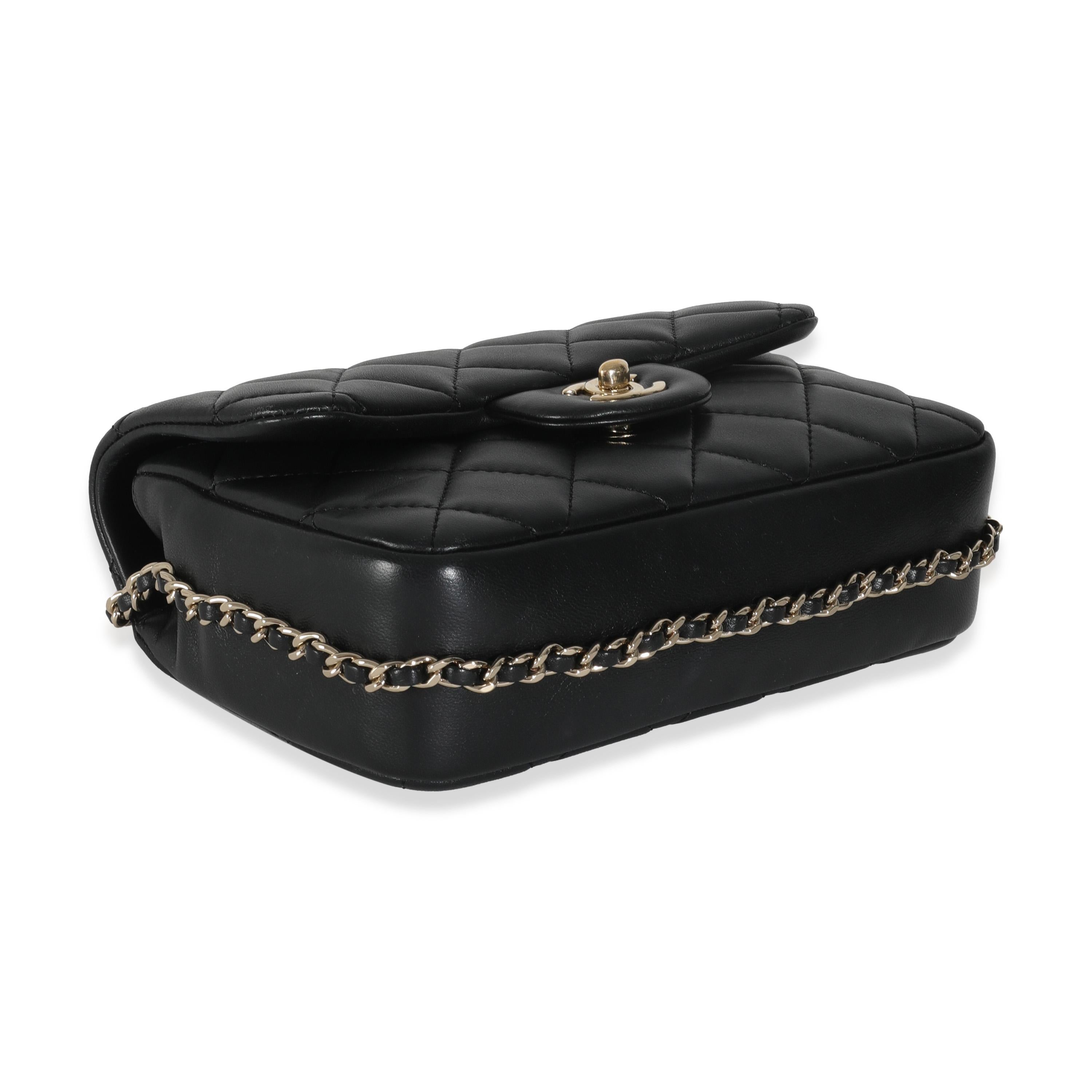 Chanel Schwarze Mini My Precious Perlen-Klappentasche aus gestepptem Lammfell im Angebot 3
