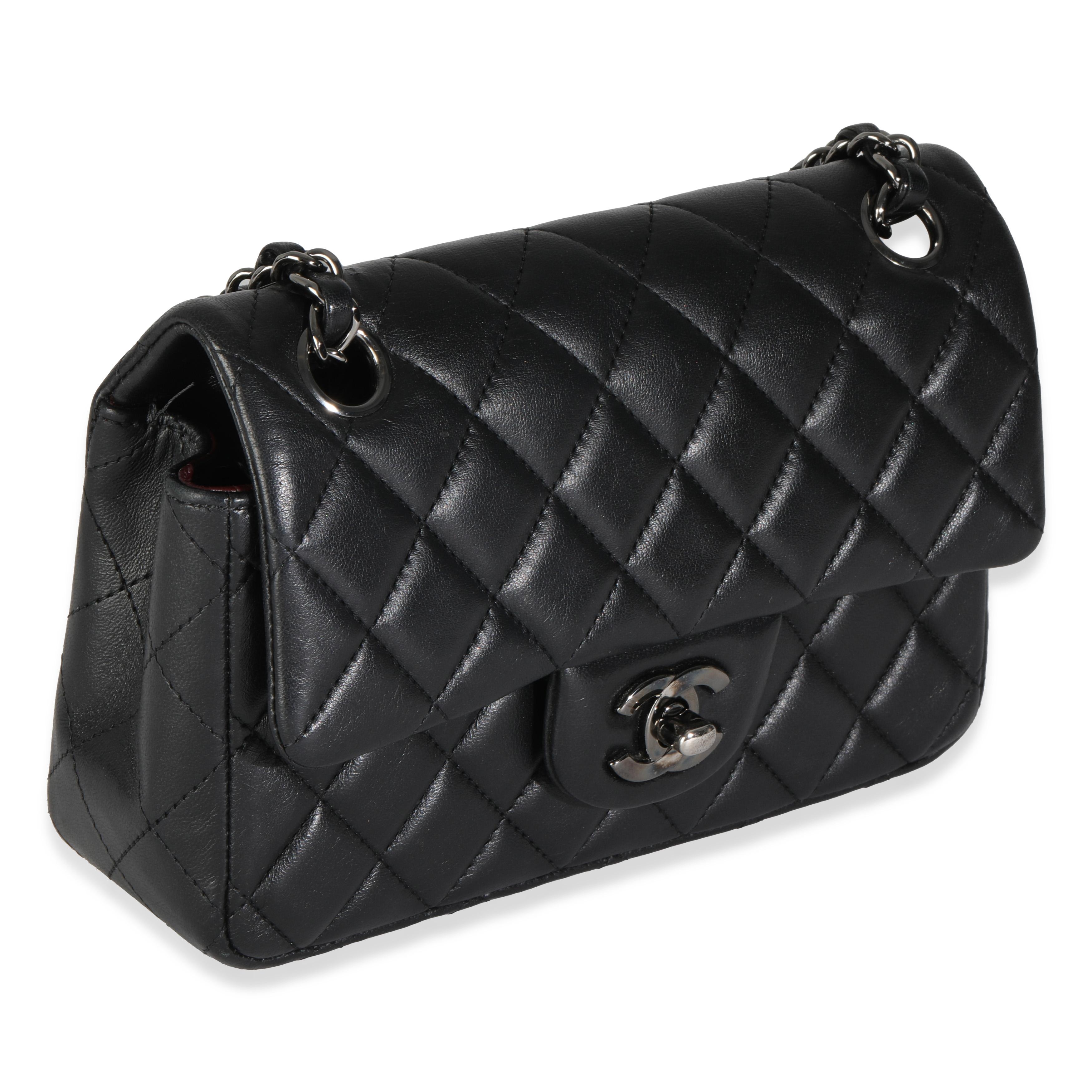 Chanel Black Quilted Lambskin Mini Rectangular Flap Bag In Excellent Condition In New York, NY