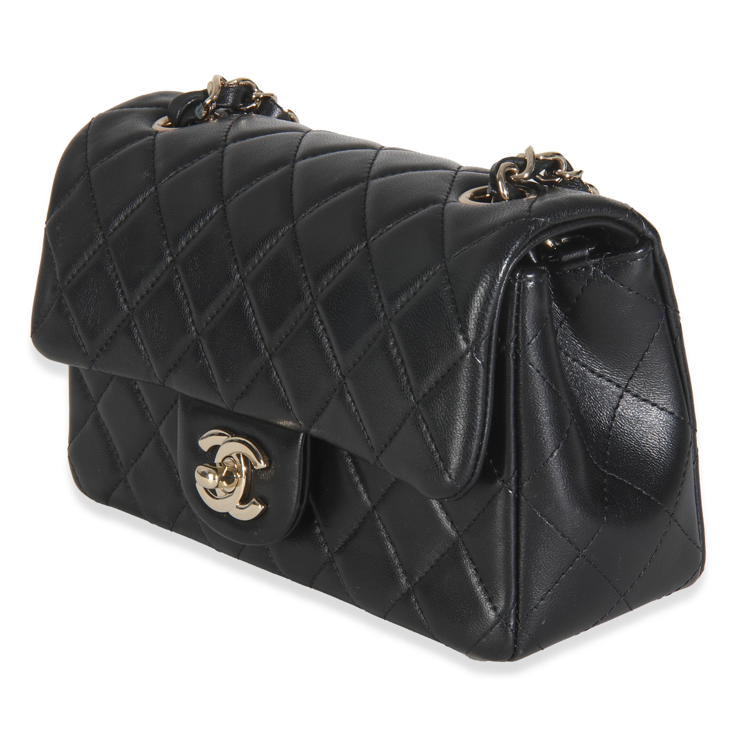 Women's or Men's Chanel Black Quilted Lambskin Mini Rectangular Flap Bag For Sale
