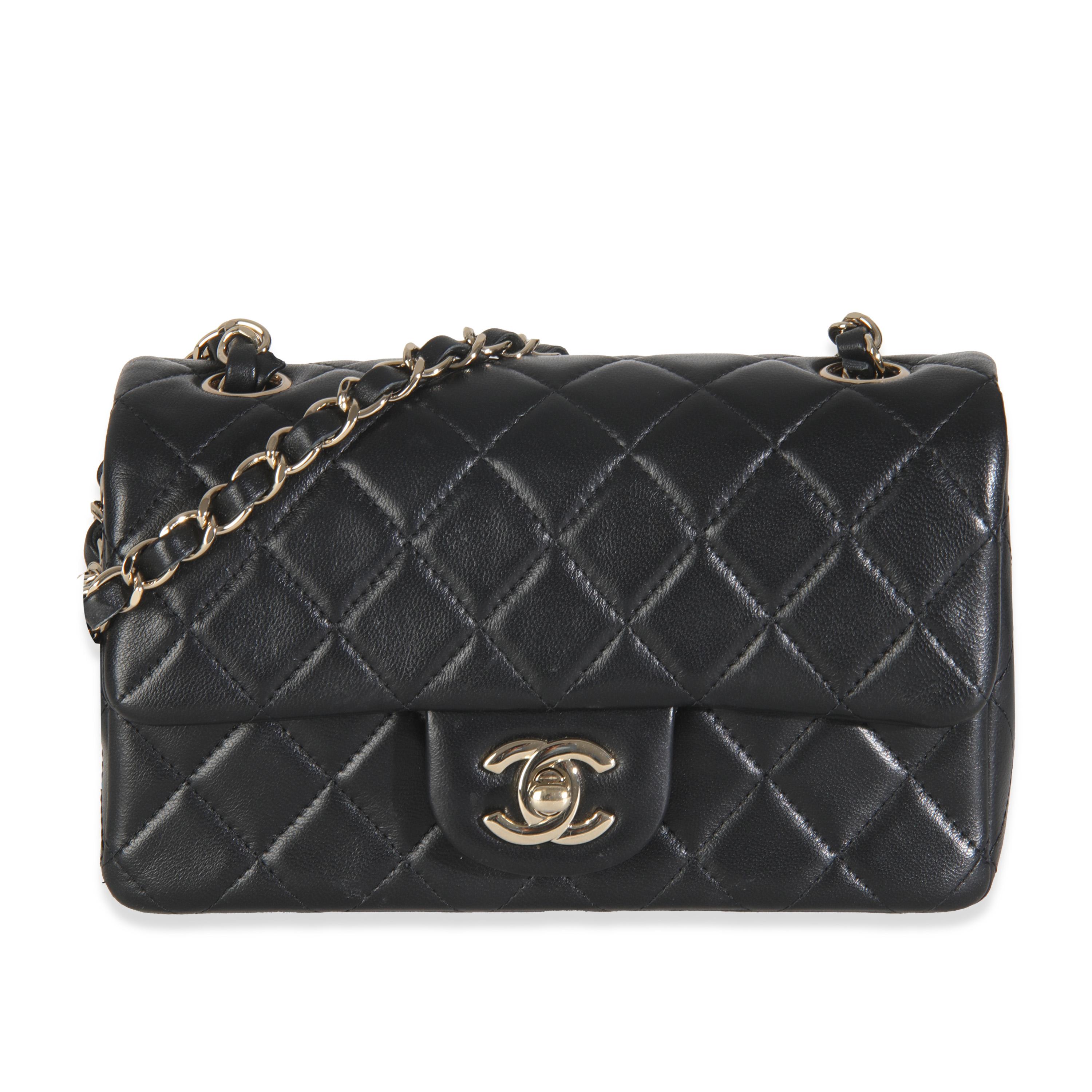 Chanel Black Quilted Lambskin Mini Rectangular Flap Bag For Sale
