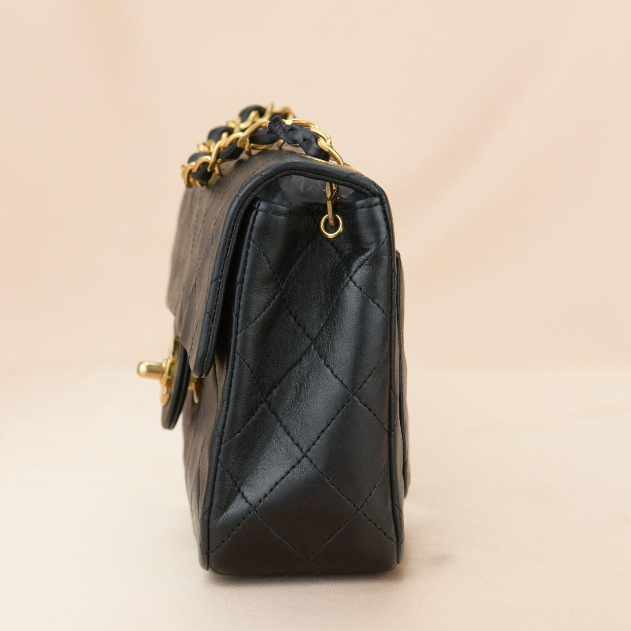 Chanel Black Quilted Lambskin Mini Square Flap Bag 2