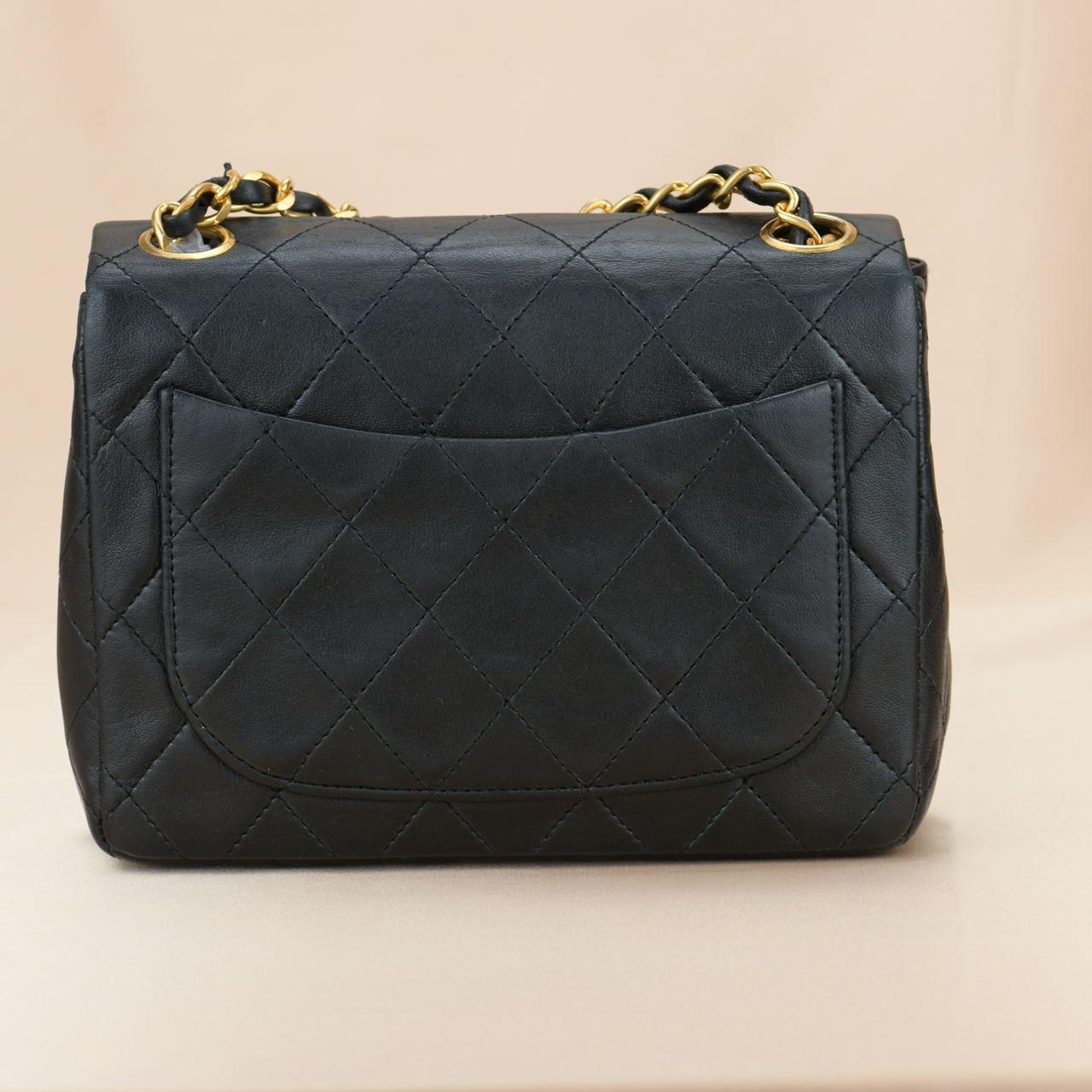 Chanel Black Quilted Lambskin Mini Square Flap Bag 3