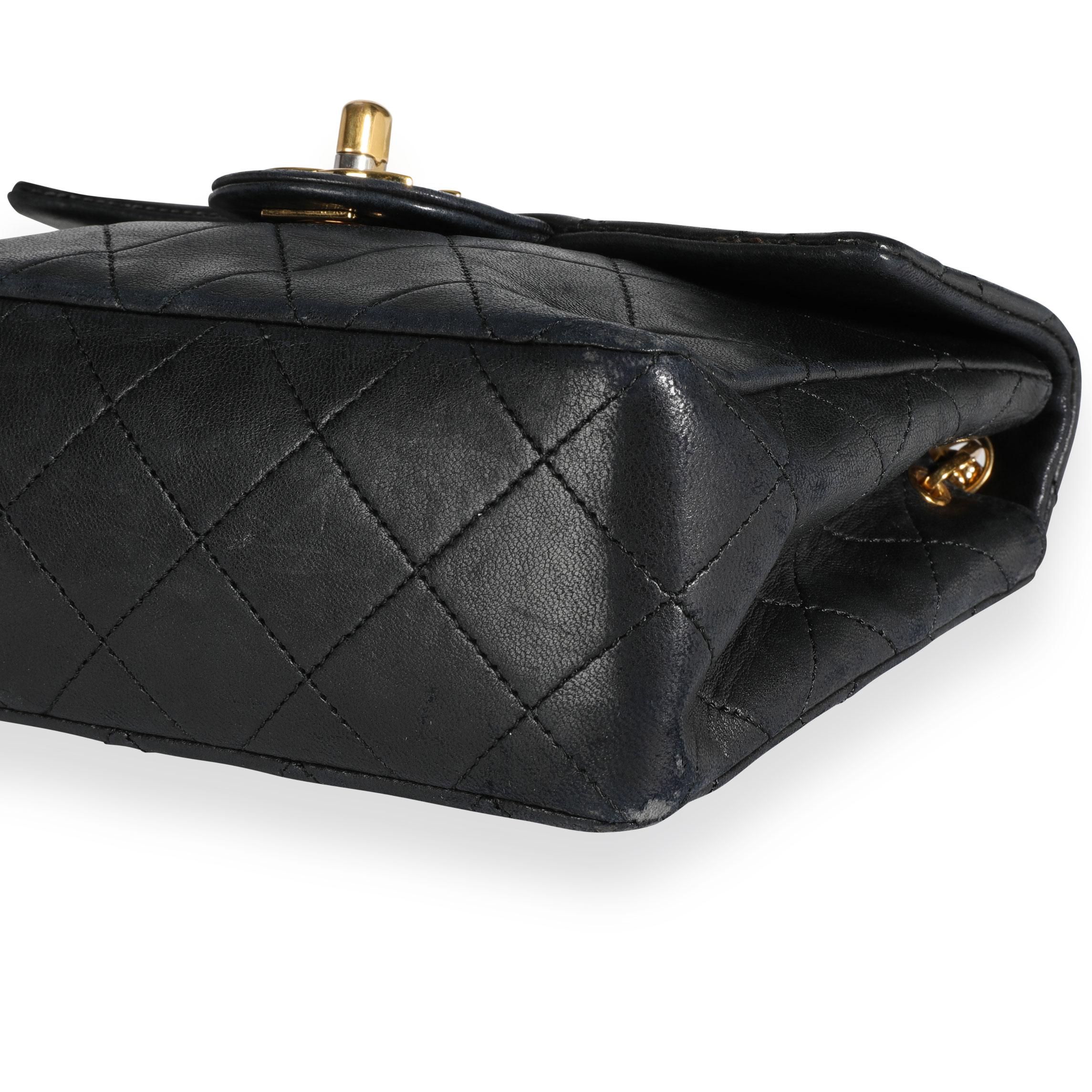 Chanel Black Quilted Lambskin Mini Square Single Flap Bag In Good Condition In New York, NY