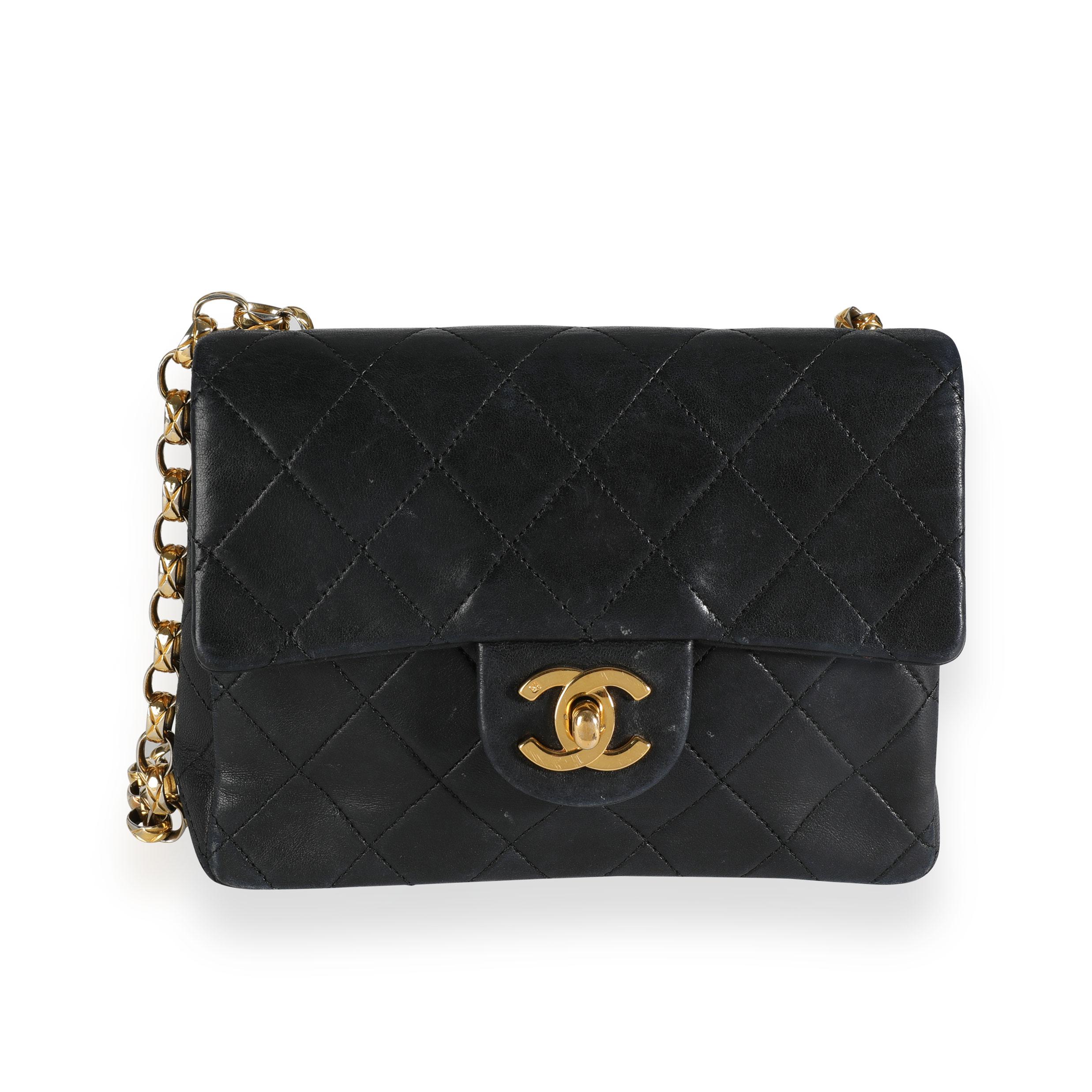 Chanel Black Quilted Lambskin Mini Square Single Flap Bag 2
