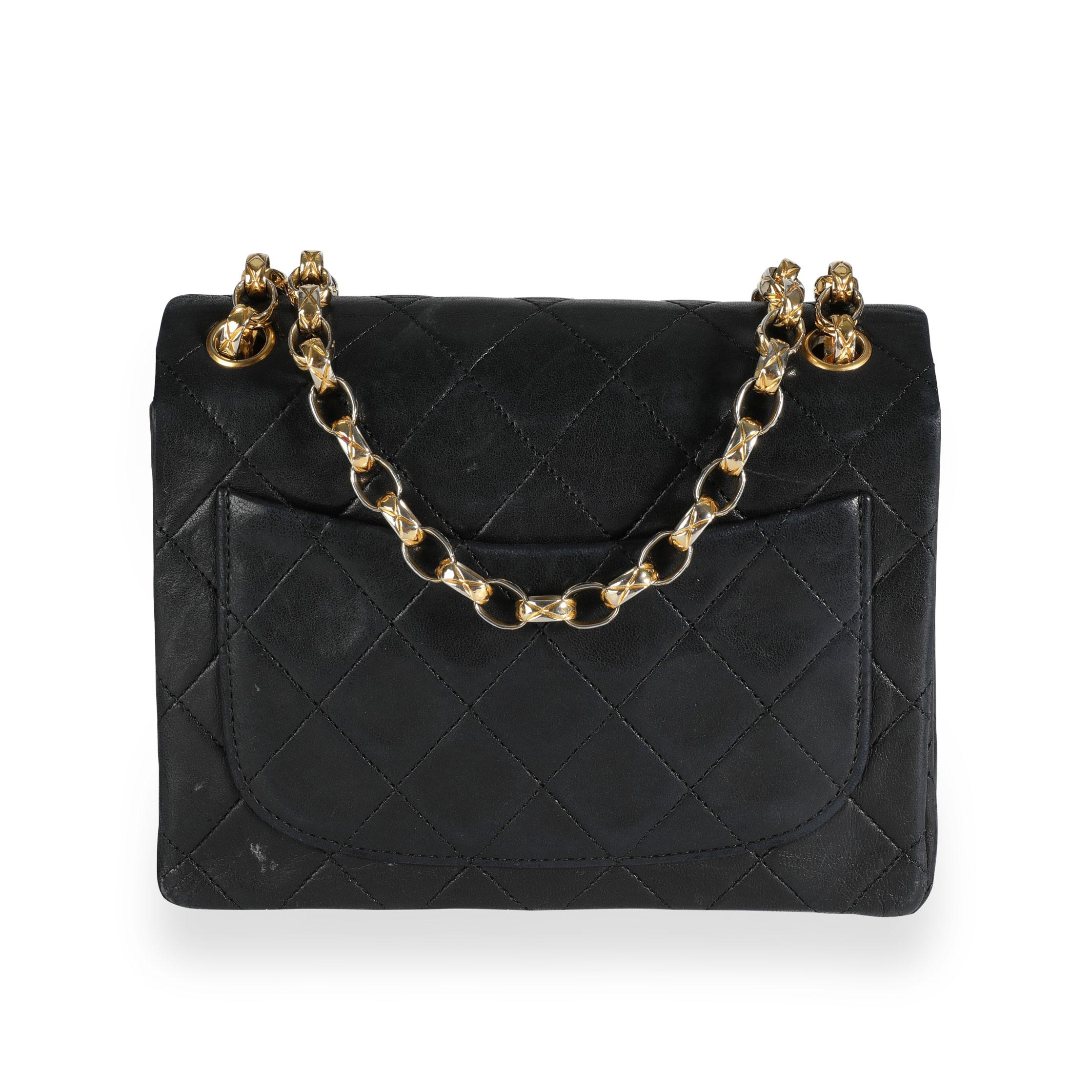 Chanel Black Quilted Lambskin Mini Square Single Flap Bag 3