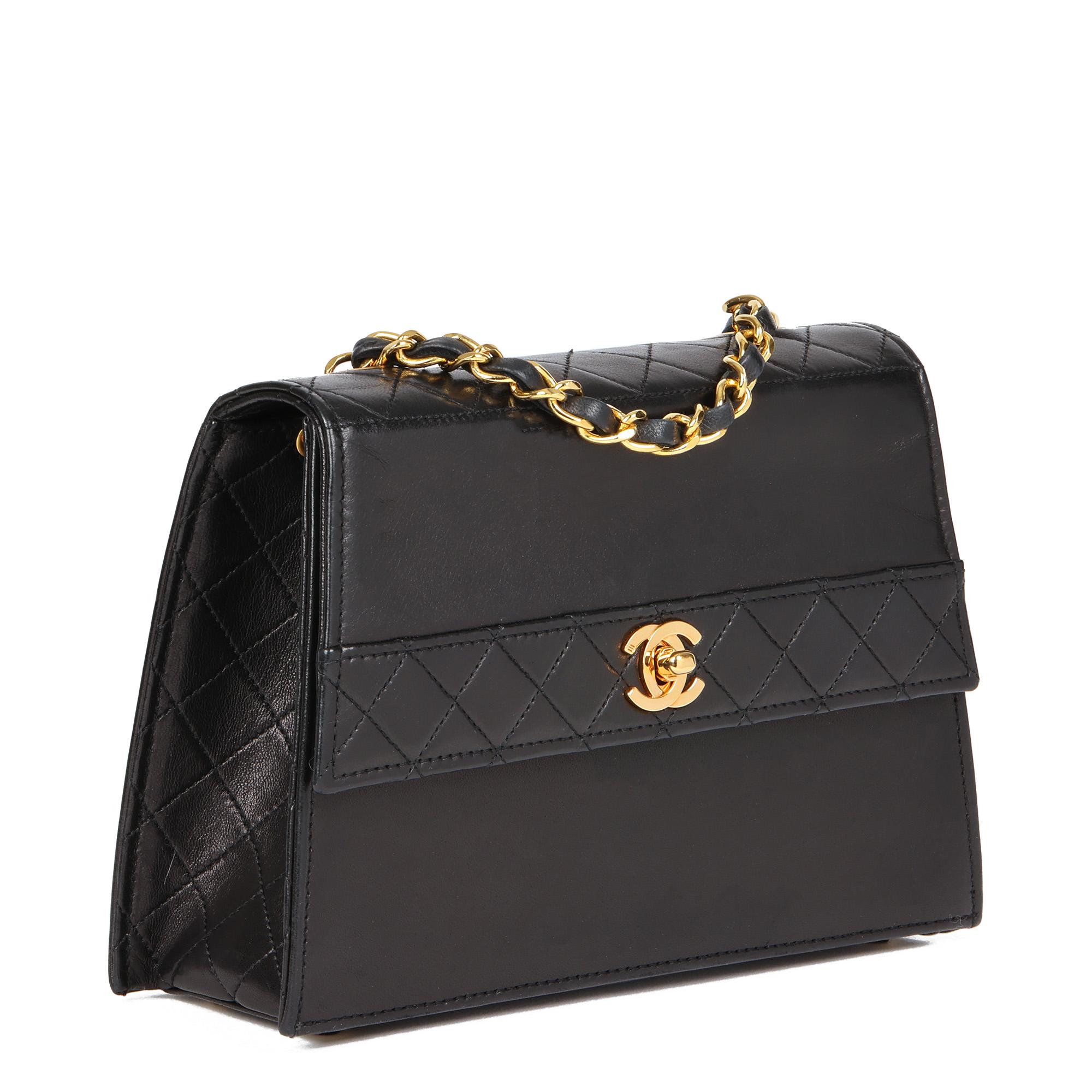 CHANEL
Black Quilted Lambskin Vintage Mini Trapeze Classic Single Flap Bag with Pouch

Xupes Reference: HB4543
Serial Number: 15836600
Age (Circa): 1990
Accompanied By: Chanel Dust Bag, Interior Pouch
Authenticity Details: Serial Sticker (Made in