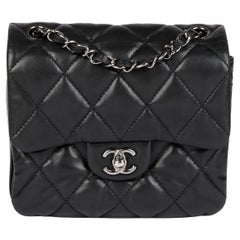 CHANEL Black Quilted Lambskin Mini Triple Compartment Classic Single Flap Bag