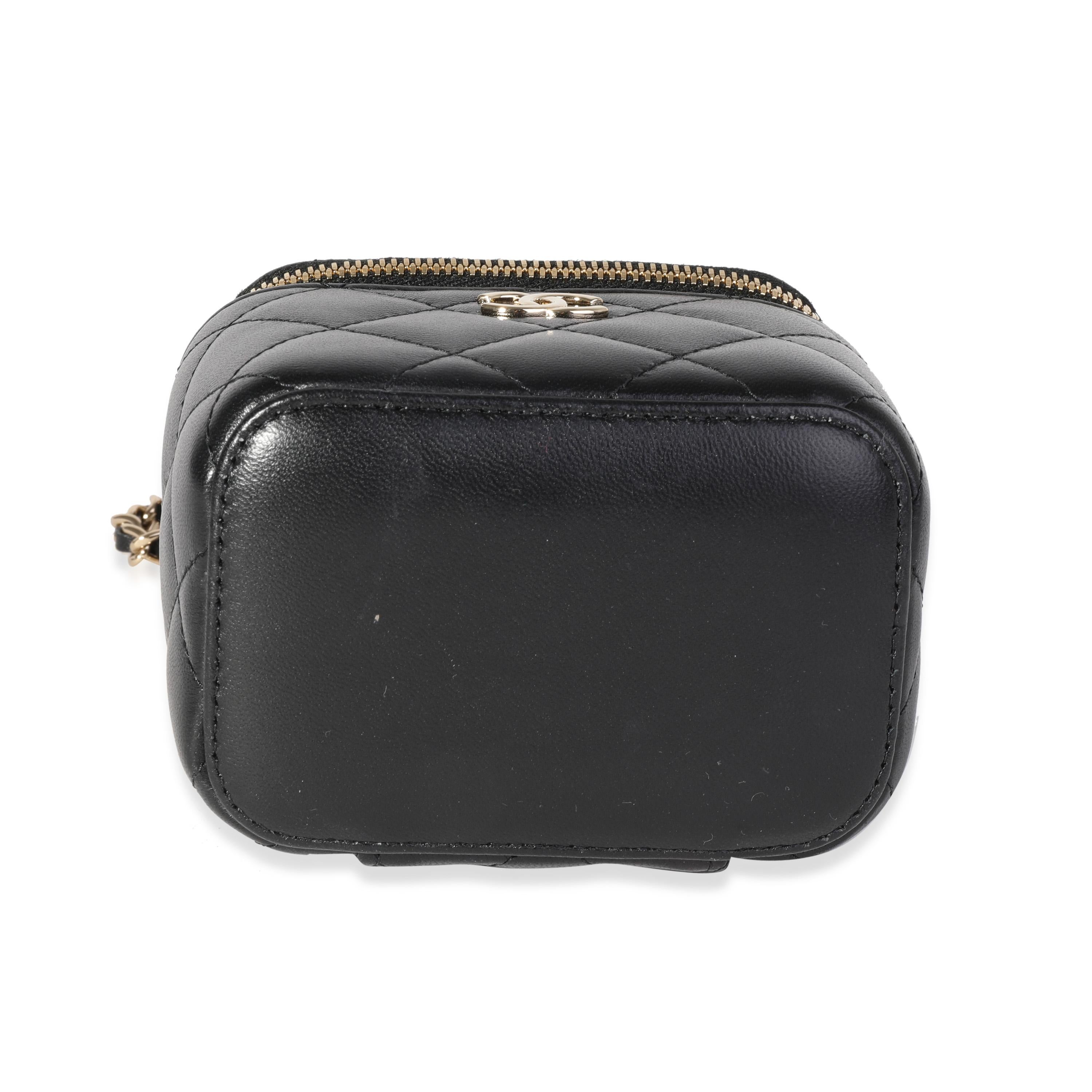 Women's Chanel Black Quilted Lambskin Mini Vanity Case with Chain