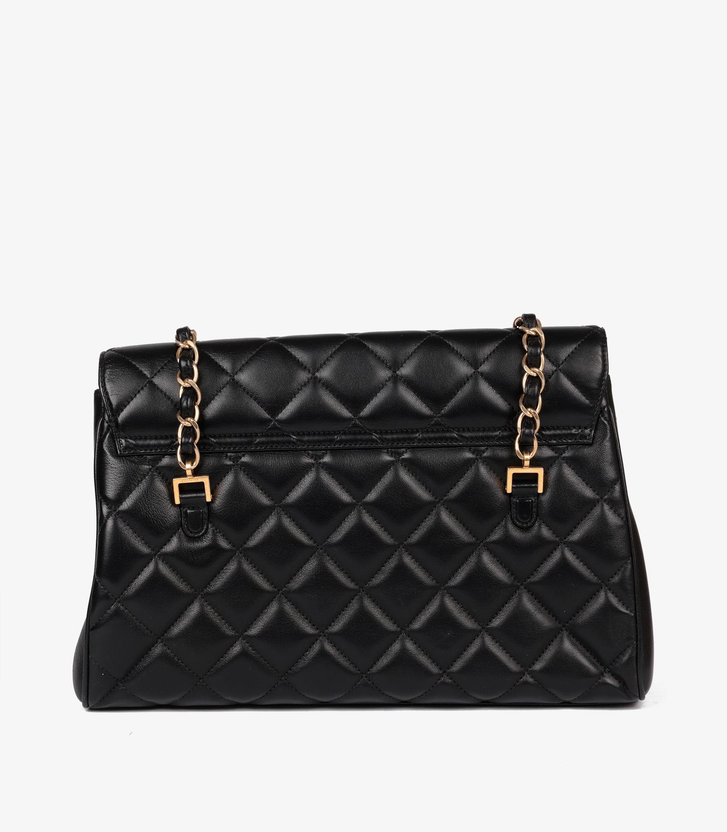 Chanel Misia Kameratasche/Klappentasche aus schwarzem gestepptem Lammfell 2