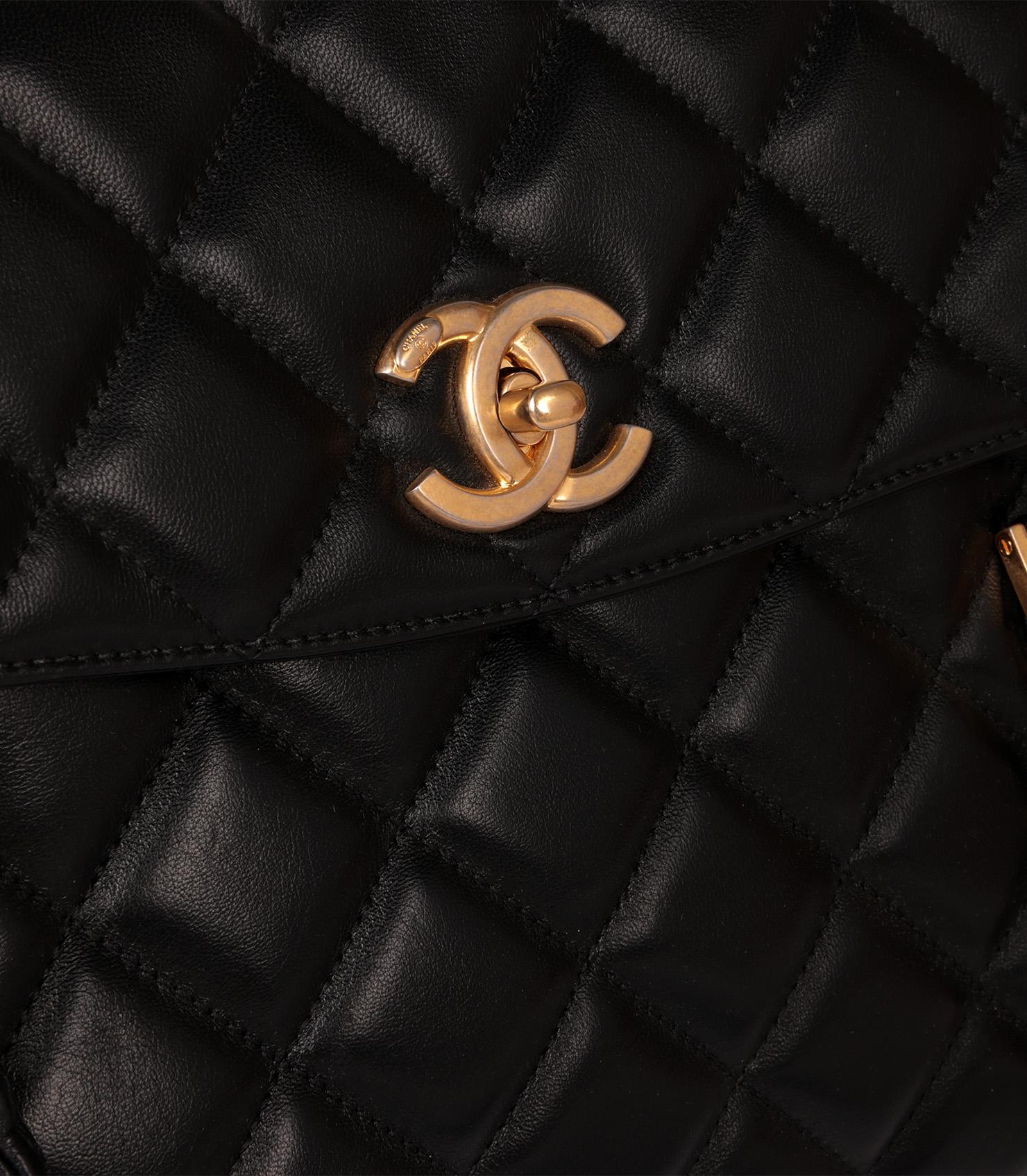 Chanel Misia Kameratasche/Klappentasche aus schwarzem gestepptem Lammfell 4