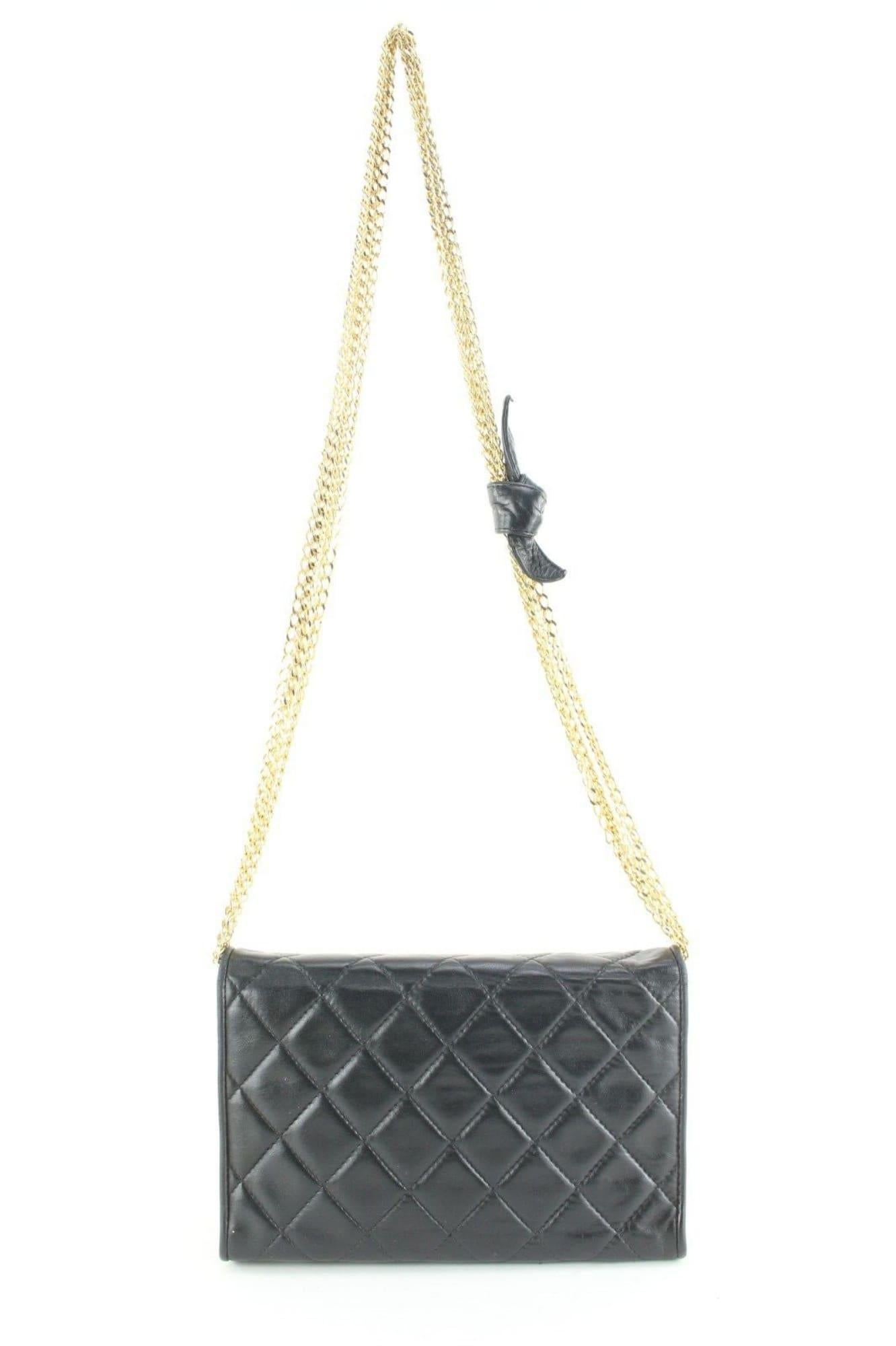 Chanel Black Quilted Lambskin Multi Chain GHW 3CK419C In Good Condition For Sale In Dix hills, NY