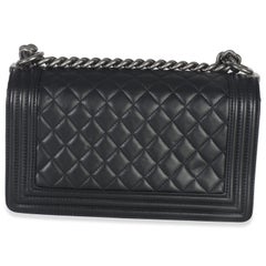 Chanel Black Quilted Lambskin Old Medium Boy Bag