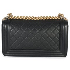 Chanel Black Quilted Lambskin Old Medium Boy Bag