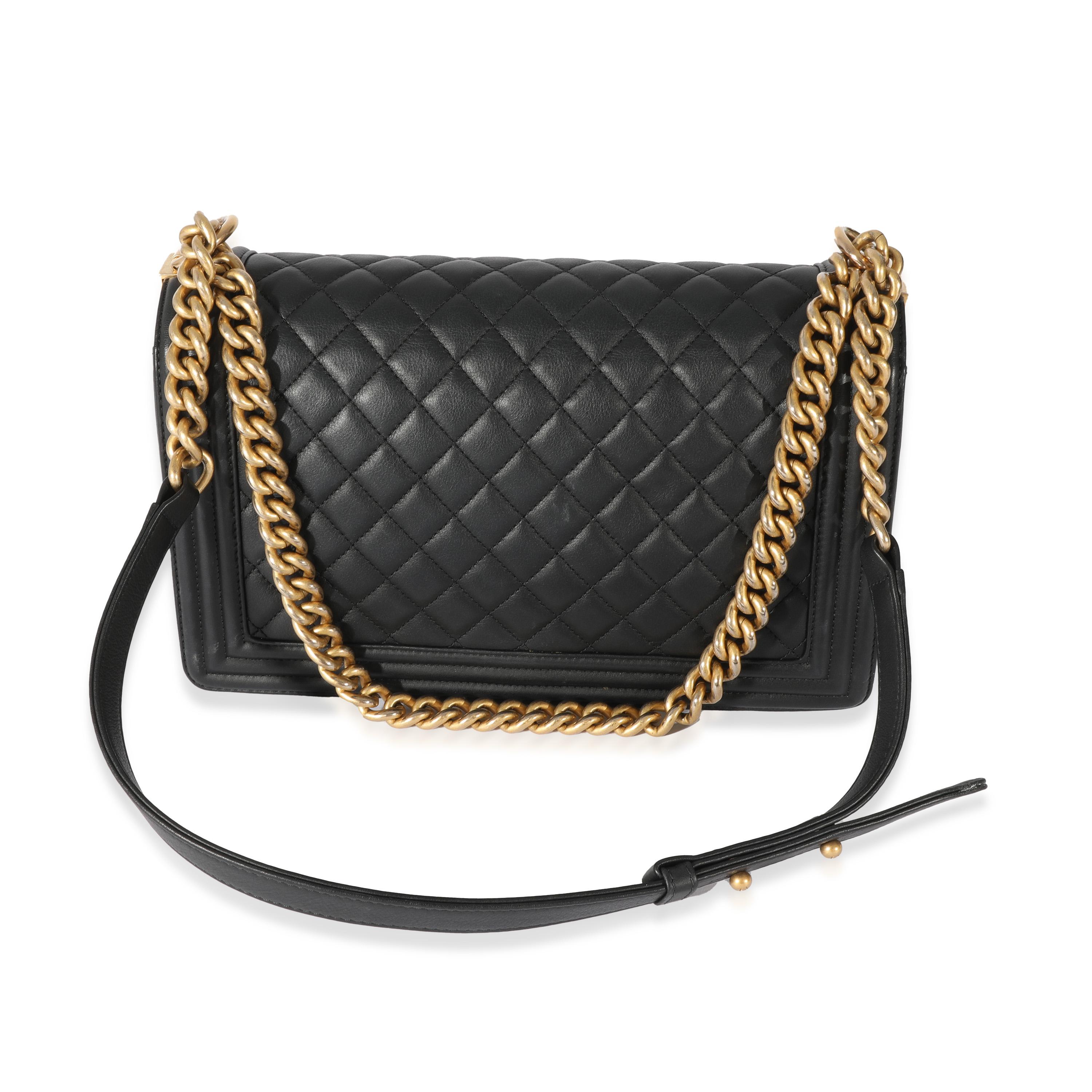 Women's Chanel Black Quilted Lambskin Old Medium Boy Bag
