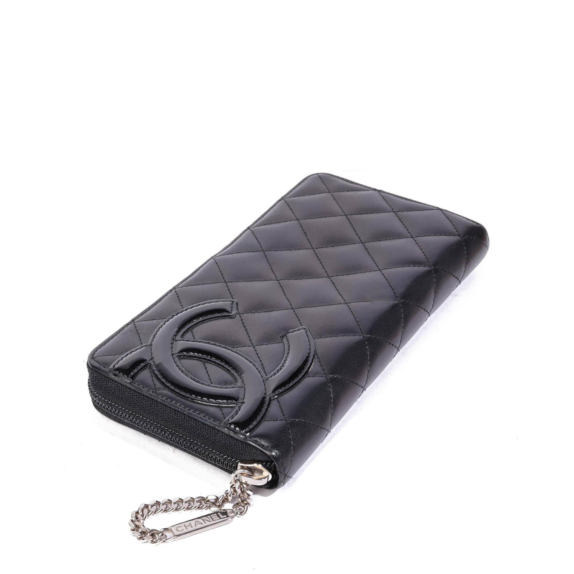 Chanel Black Quilted Lambskin & Patent Leather Ligne Cambon Long Wallet 3
