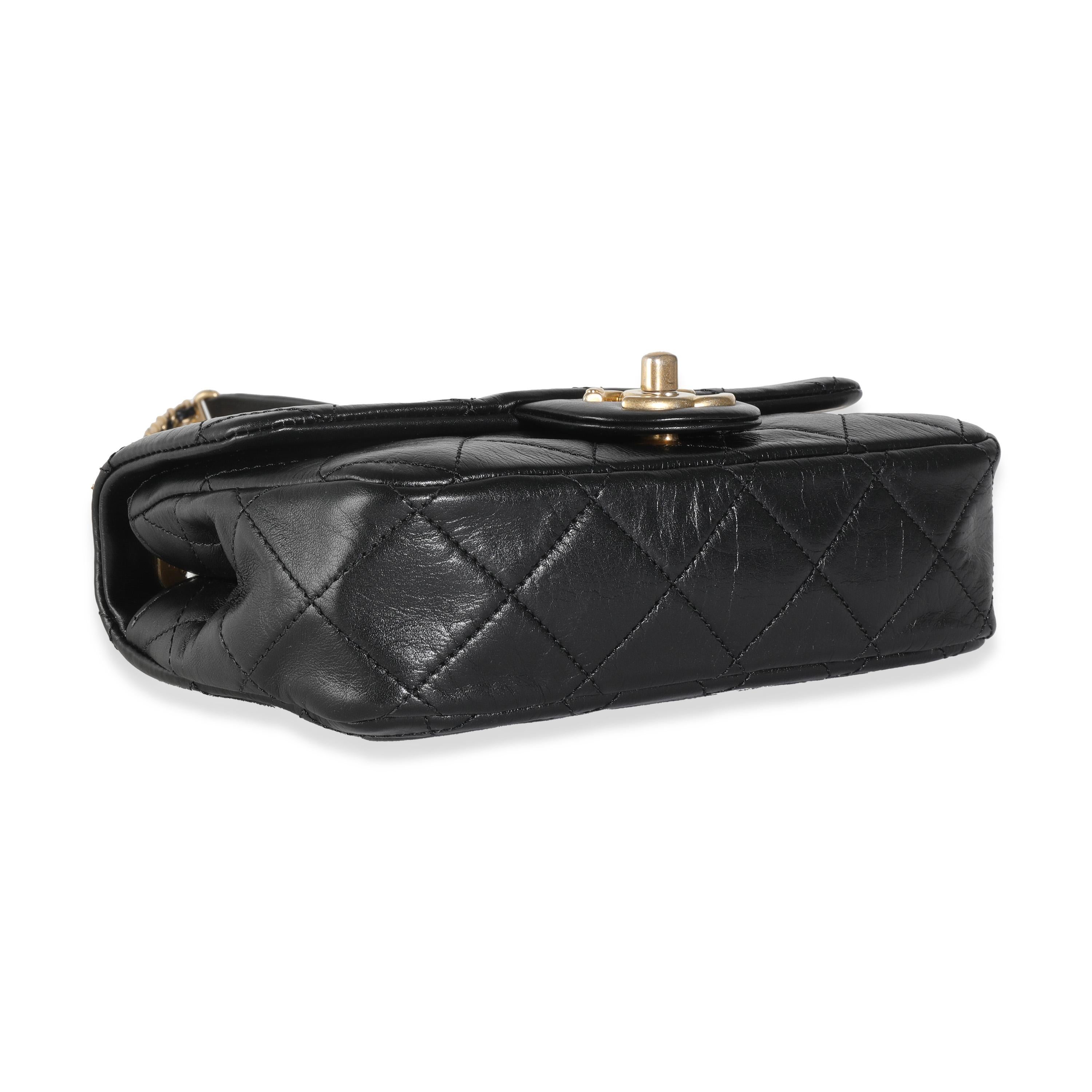 Chanel Black Quilted Lambskin Pearl Chain Mini Flap Bag For Sale 2
