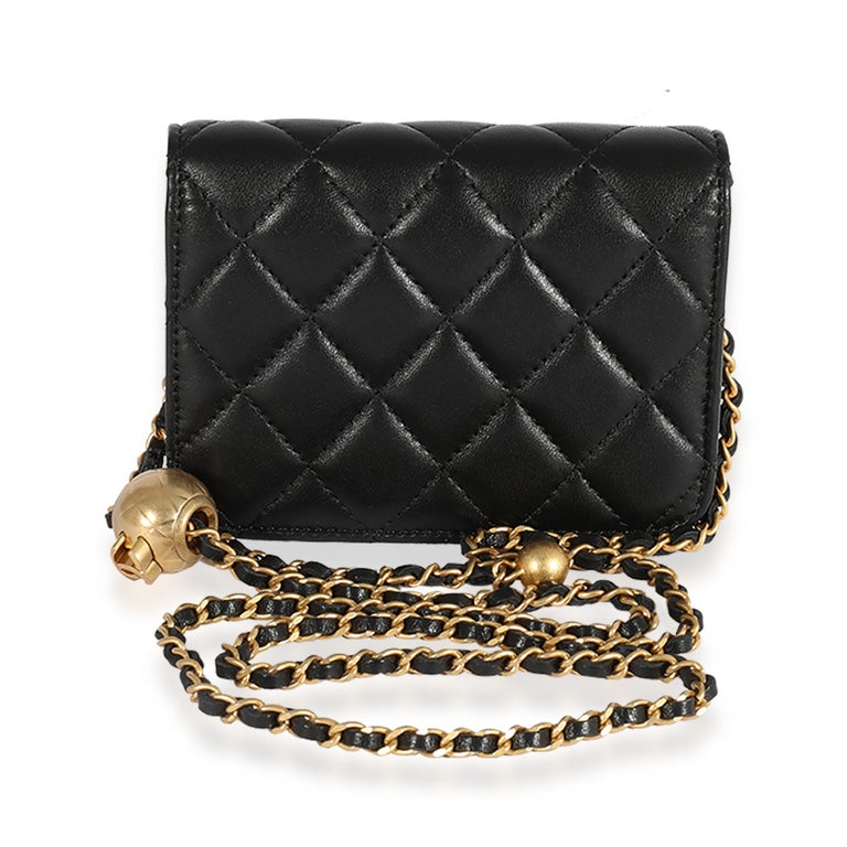 CHANEL Lambskin Quilted Pearl Crush Clutch With Chain Black | FASHIONPHILE