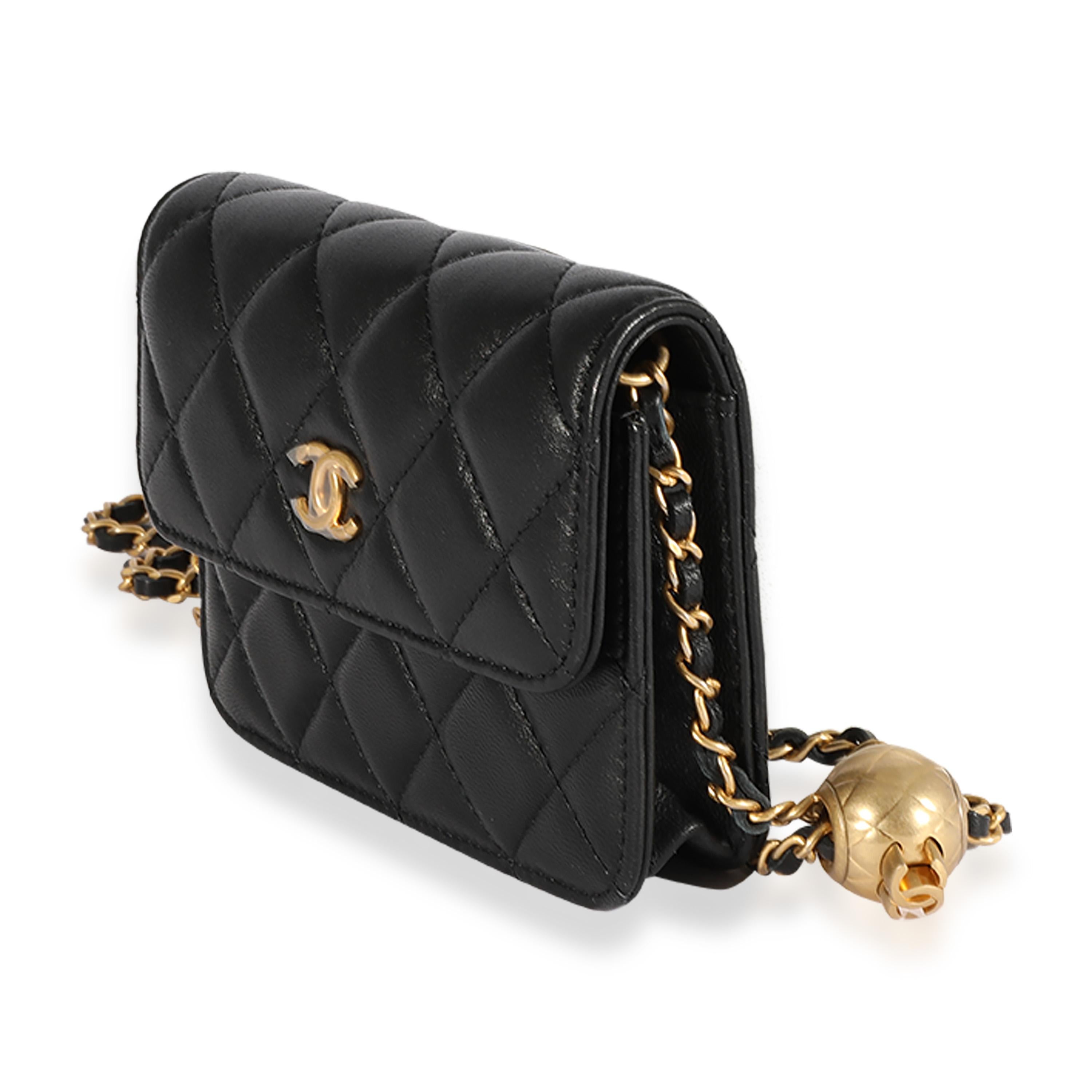 chanel lambskin quilted pearl crush clutch with chain black