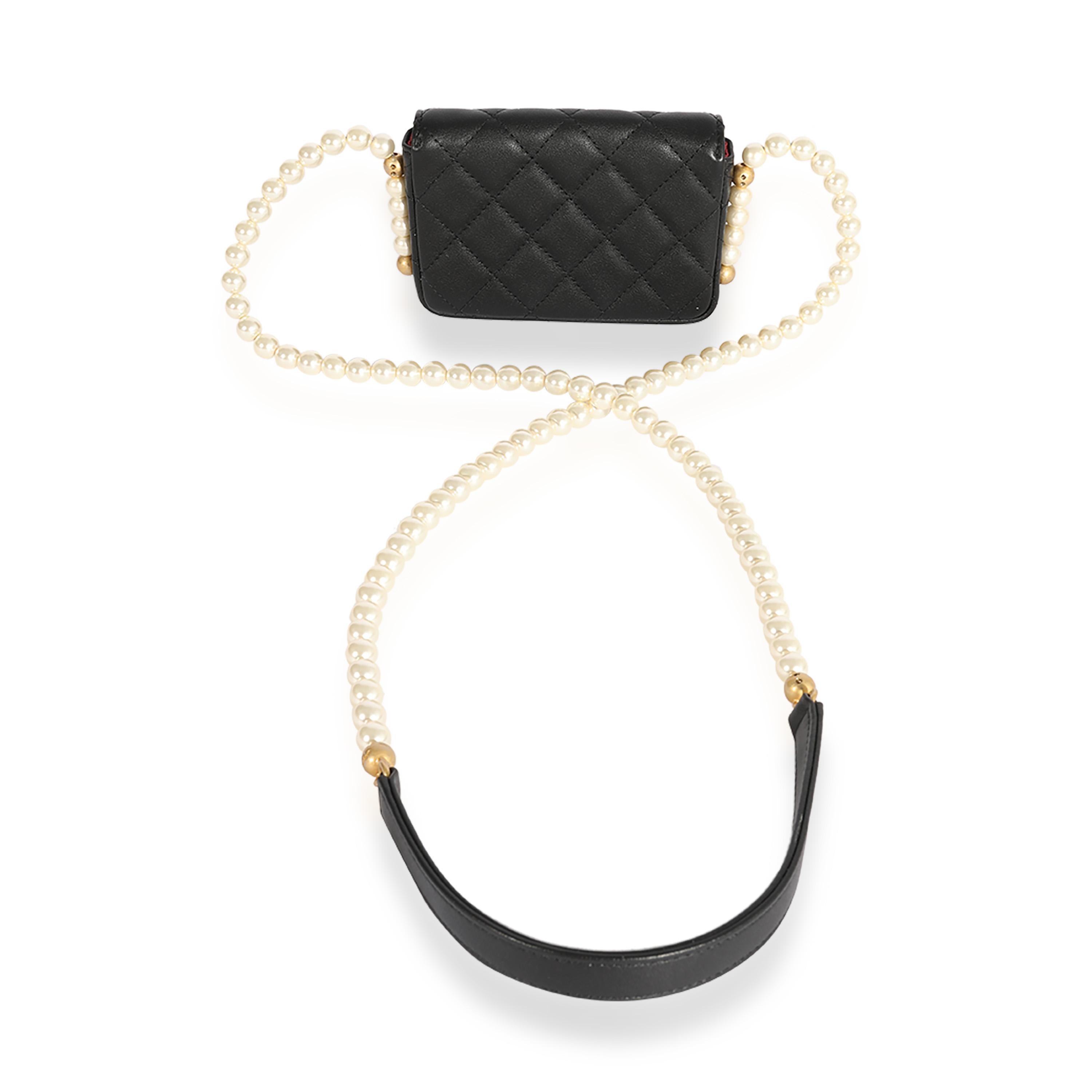 Beige Chanel Black Quilted Lambskin Quilted About Pearls Mini Bag