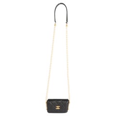 Chanel Black Quilted Lambskin Quilted About Pearls Mini Bag