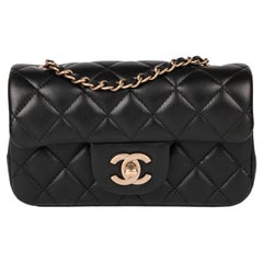 Chanel Black Quilted Lambskin Rectangular Extra Mini Flap Bag