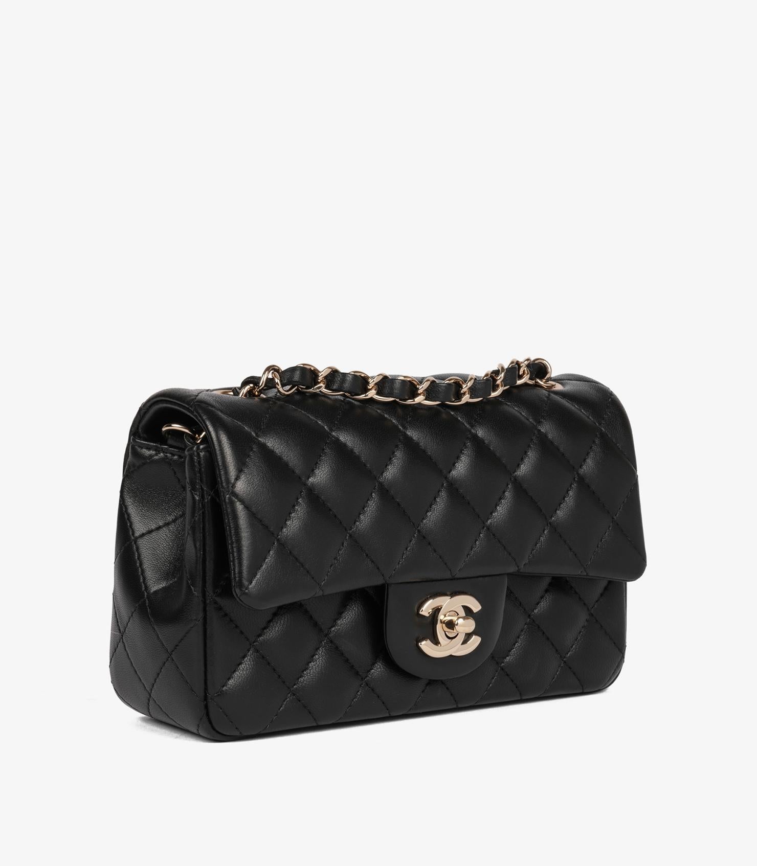 Women's Chanel Black Quilted Lambskin Rectangular Mini Flap Bag