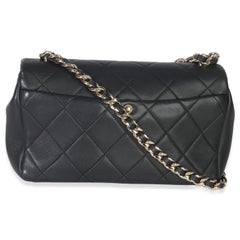 Chanel Black Quilted Lambskin Resin Elegant Chain Flap Bag