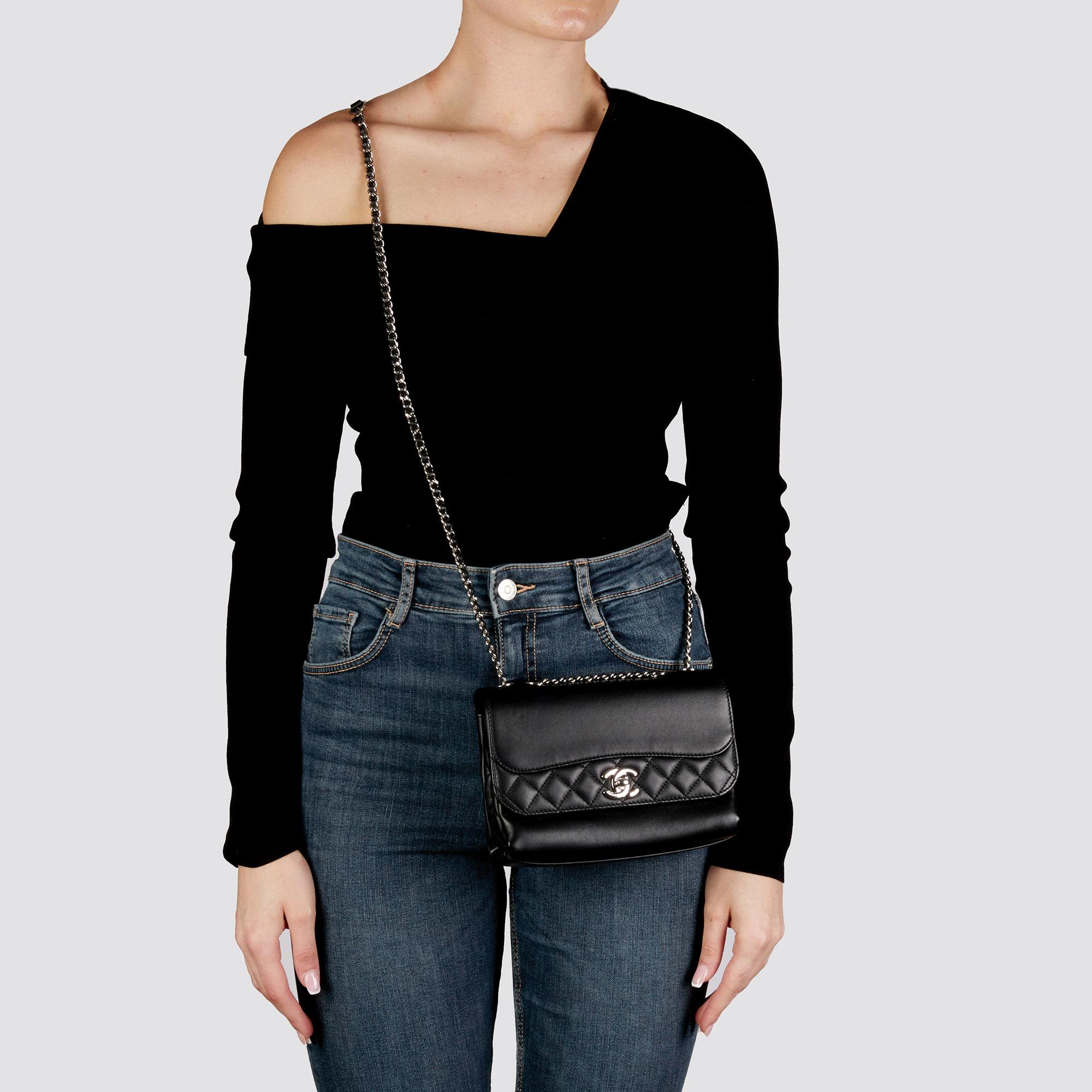 CHANEL Black Quilted Lambskin Reverso Mini Tramezzo Flap Bag 8