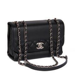 CHANEL Black Quilted Lambskin Reverso Mini Tramezzo Flap Bag