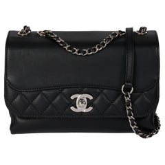 CHANEL Black Quilted Lambskin Reverso Mini Tramezzo Flap Bag