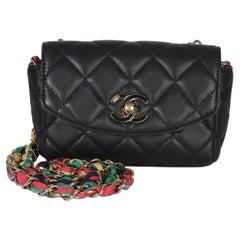 Chanel Black Quilted Lambskin Ribbon Chain Small Cocovado Flap Bag