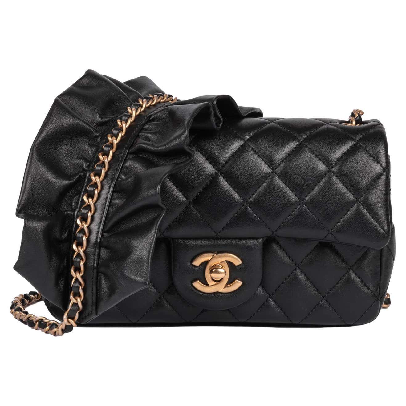 CHANEL Black Quilted Lambskin Romance Rectangular Mini Flap Bag For ...