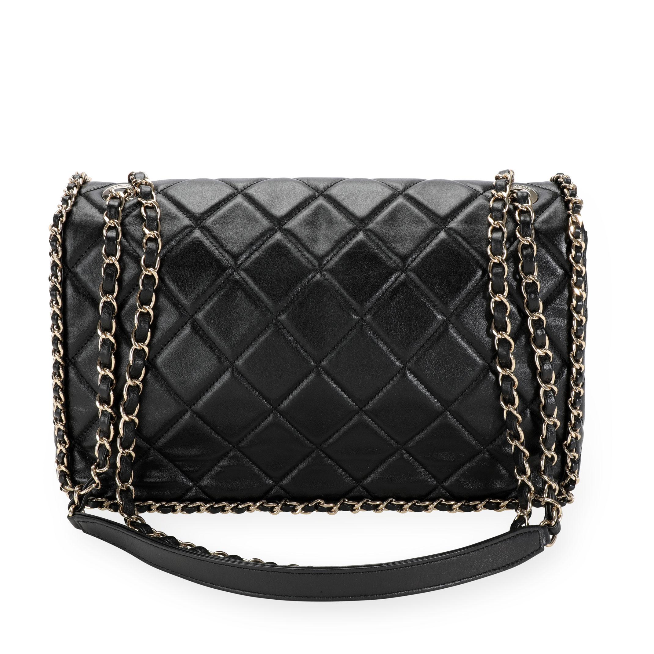 Chanel Black Quilted Lambskin Running Chain Flap Bag 1