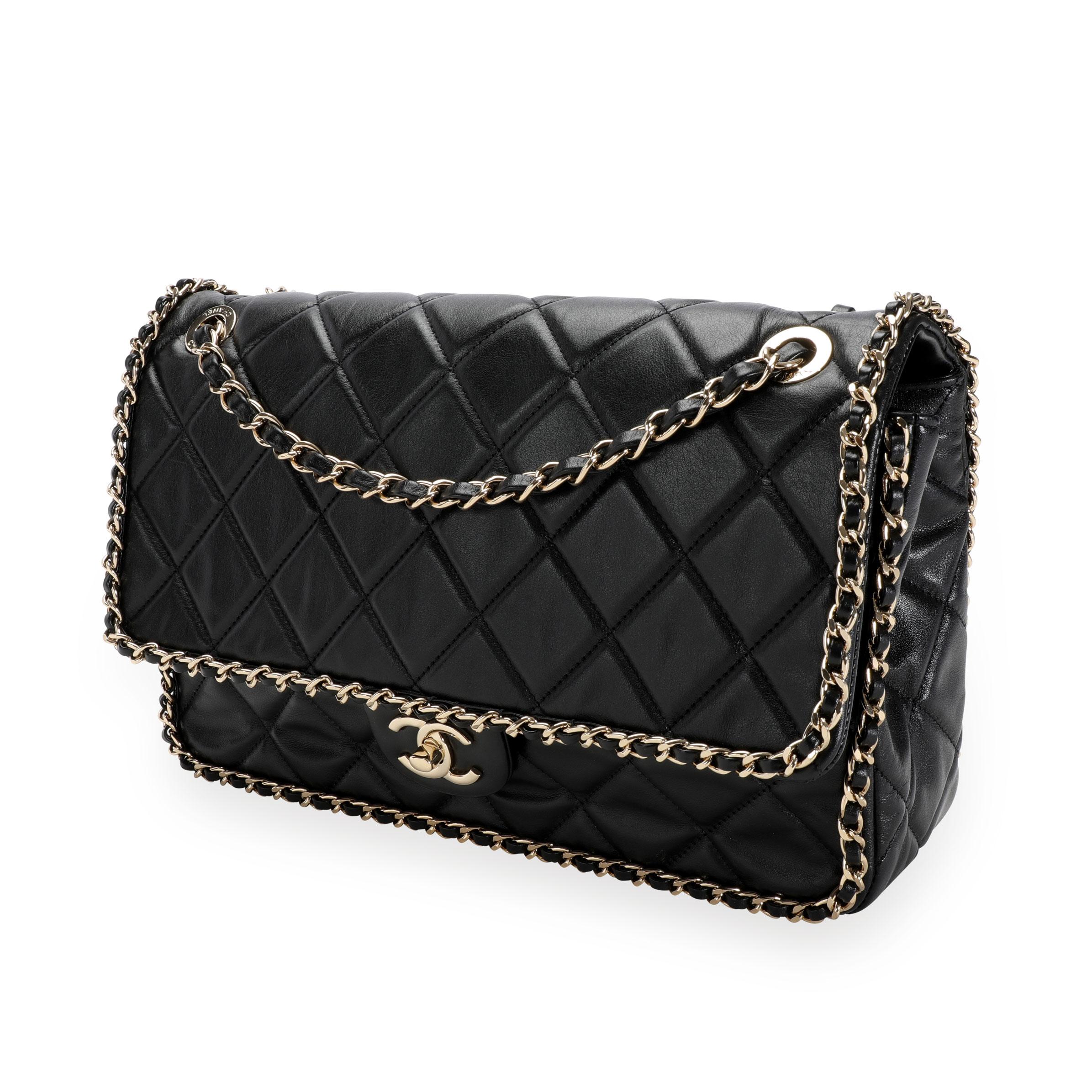 Chanel Black Quilted Lambskin Running Chain Flap Bag 3